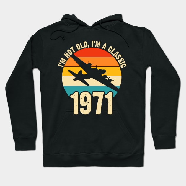 Aircraft Pilot born 1971 50th Birthday Gift Airplane Plane B-17 Bomber Hoodie by BeesTeez